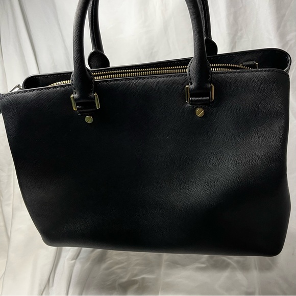michael kor saffiano black satchel bag